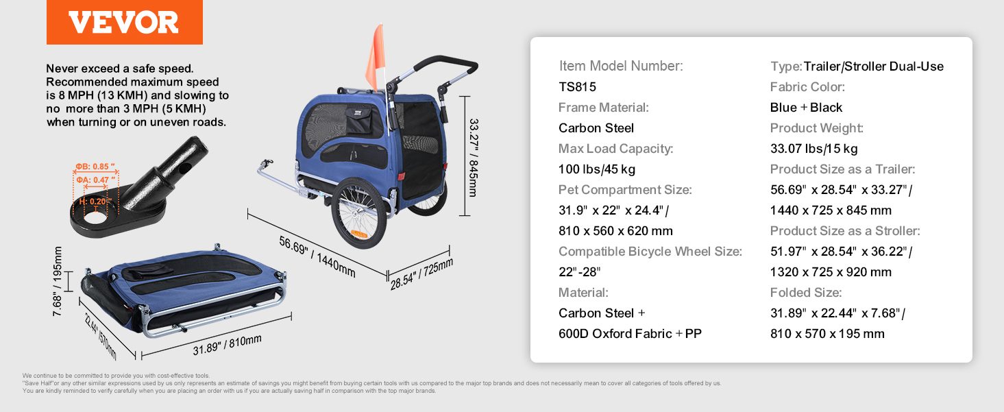Pet bicycle trailer,100 lbs,trailer/stroller