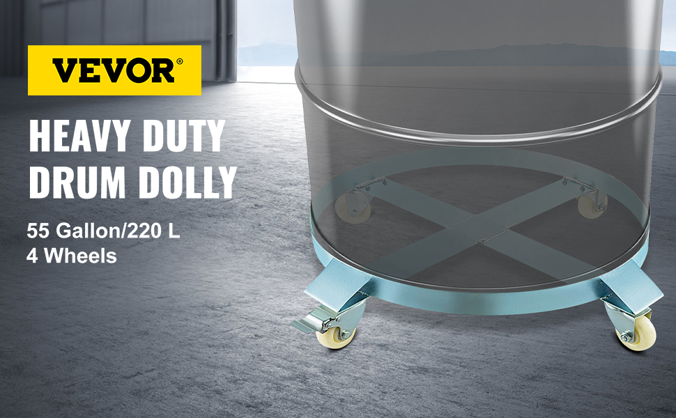 Premium Auto Heavy Duty 55 Gallon Drum Dolly up to 23-5/8" Diameter