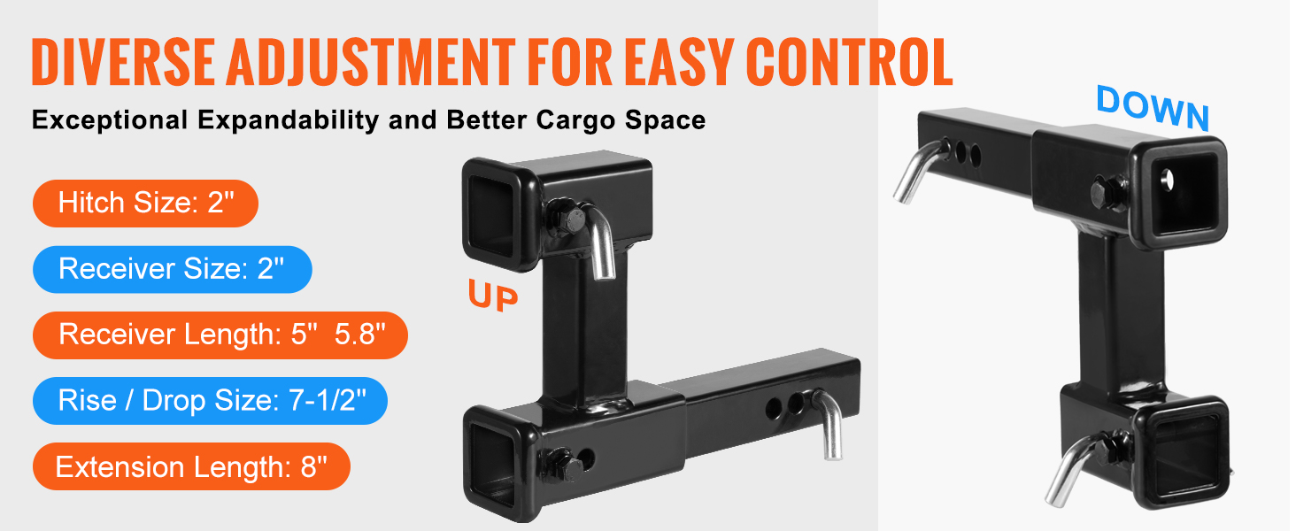 thumbnail interactive-video image 1 of Ram 1500 Accessories Harbor Freight Dual Hitch Extender 2" Dual Hitch Extender - 4000 LBS Capacity, Drop/Rise Adapter For Trailers & Bike Racks Trailer Hitch Hitch Riser Adapter 1 of 14