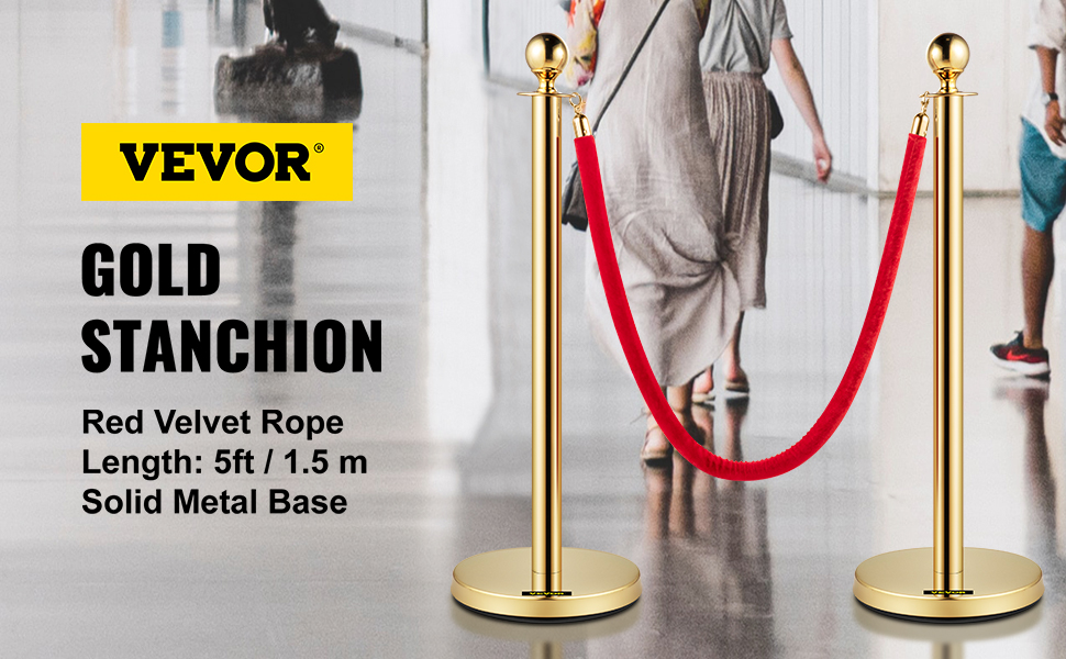 VEVOR Velvet Rope Stanchion 4 Pack Red Velvet Rope Barriers 38 in.  Stainless Steel Crowd Control Barrier Queue Line, Silver  GLZYS1.5M3GHRS4JTV0 - The Home Depot