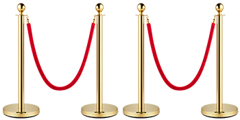 VEVOR Velvet Ropes and Posts, 5 ft/1.5 m Red Rope, Stainless Steel