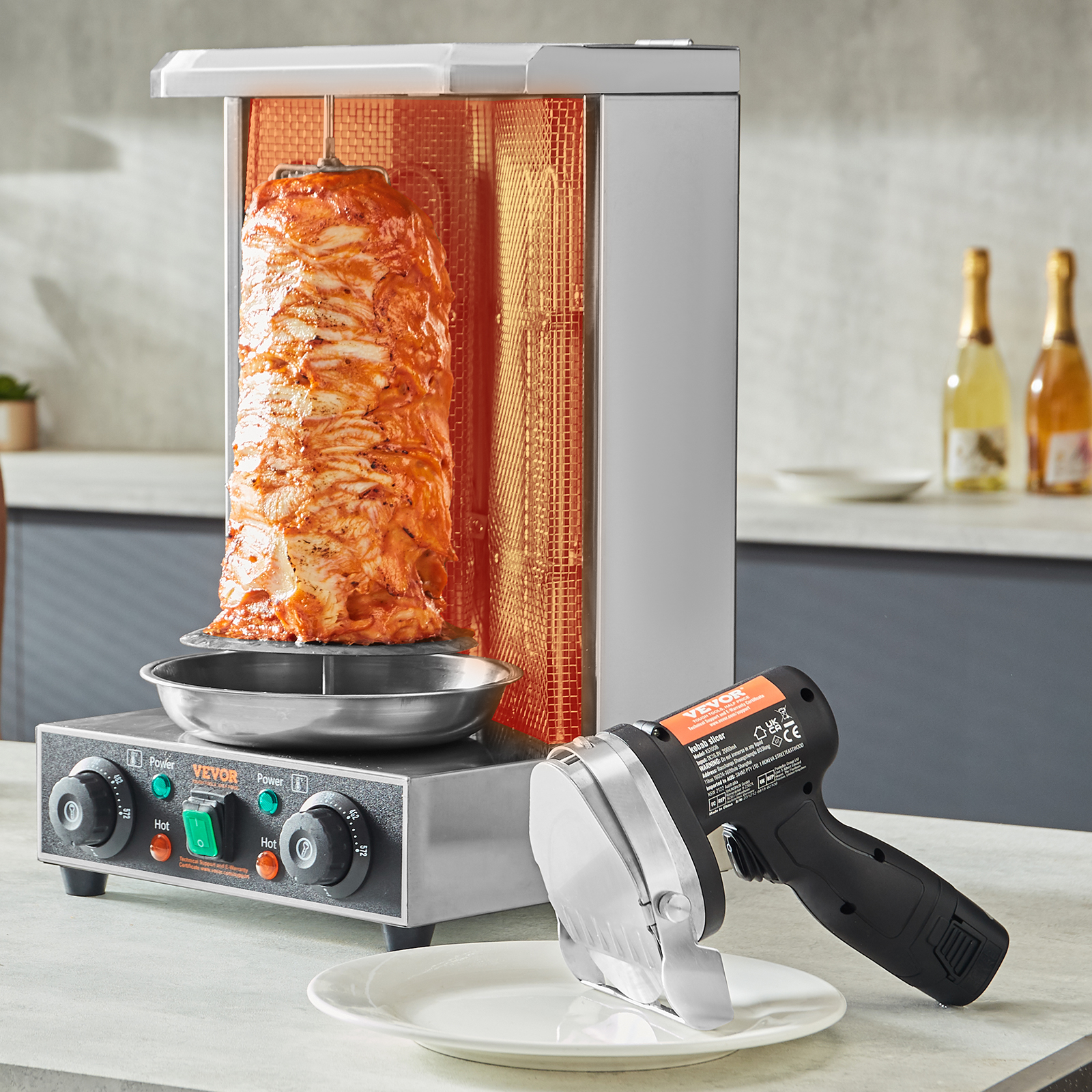 VEVOR Kebab Slicer Electric Shawarma Knife Turkish Doner with 2 Blades - Picture 46 of 50