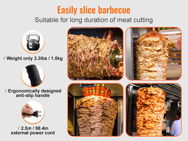 VEVOR Electric Shawarma Knife, 80W Professional Turkish Kebab Knife ...