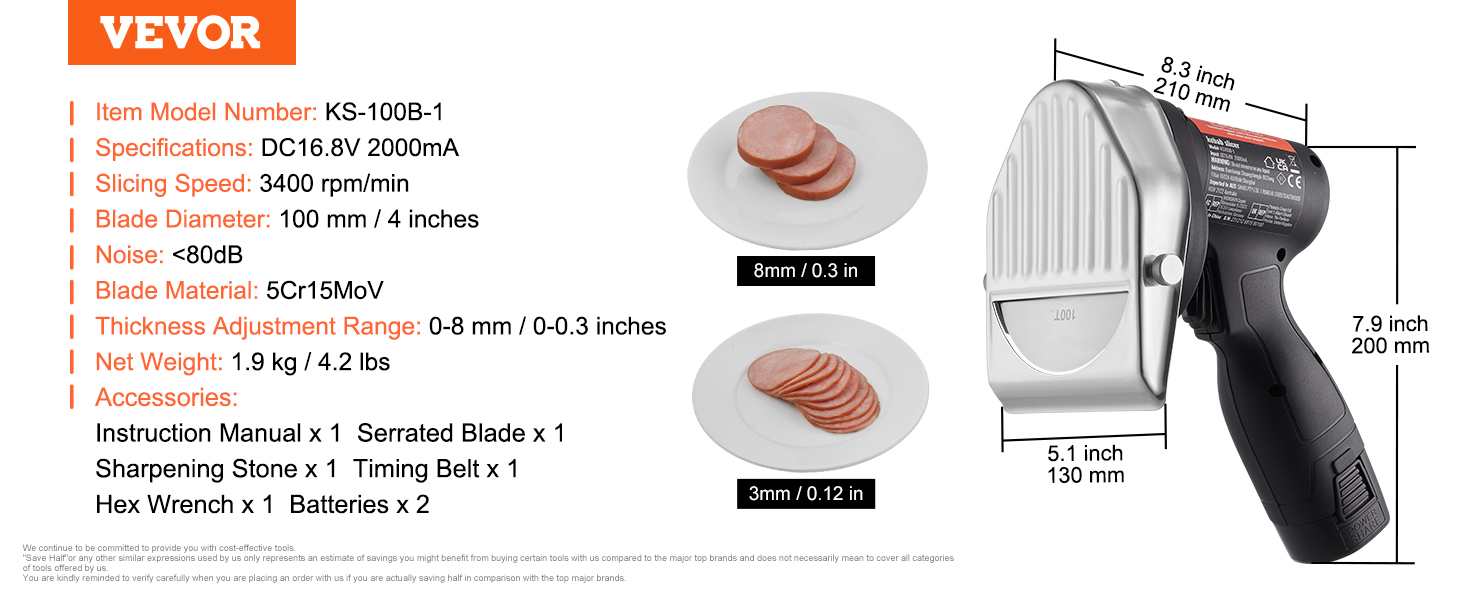 Electric Shawarma Knife,2 Blades,Adjustable Thicknes