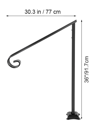 VEVOR Handrail Fits 1 or 2 Steps,Handrails Real Iron Metal Material ...