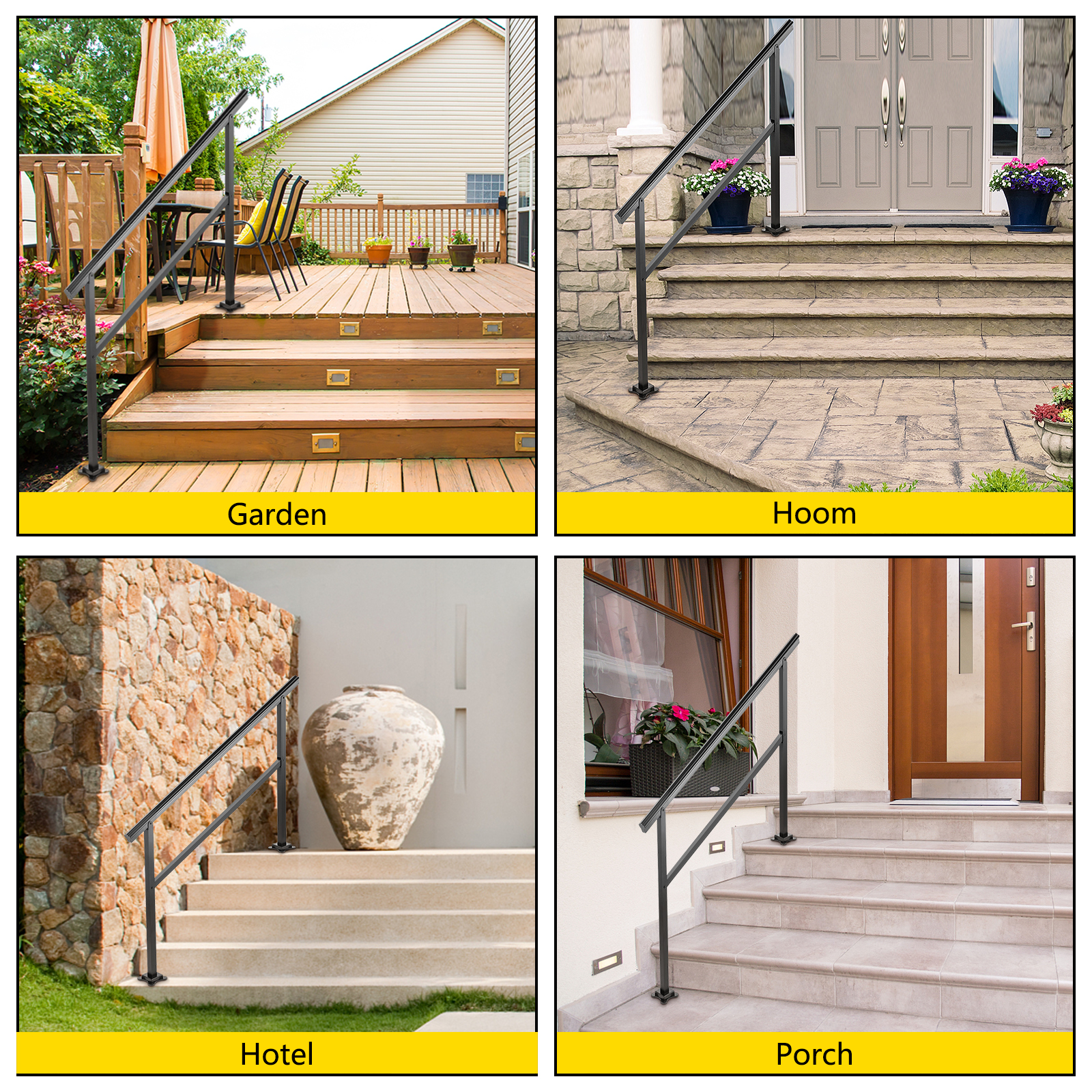 Vevor Vevor Handrail Outdoor Stairs Outdoor Handrail Aluminum Fits 4 5 Steps W Screws Vevor Eu