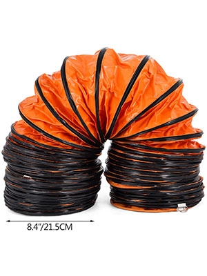 VEVOR 25ft Ducting Hose, PVC Flexible Duct Hosing with S Hook & Steel Support for 8inch Utility Blower