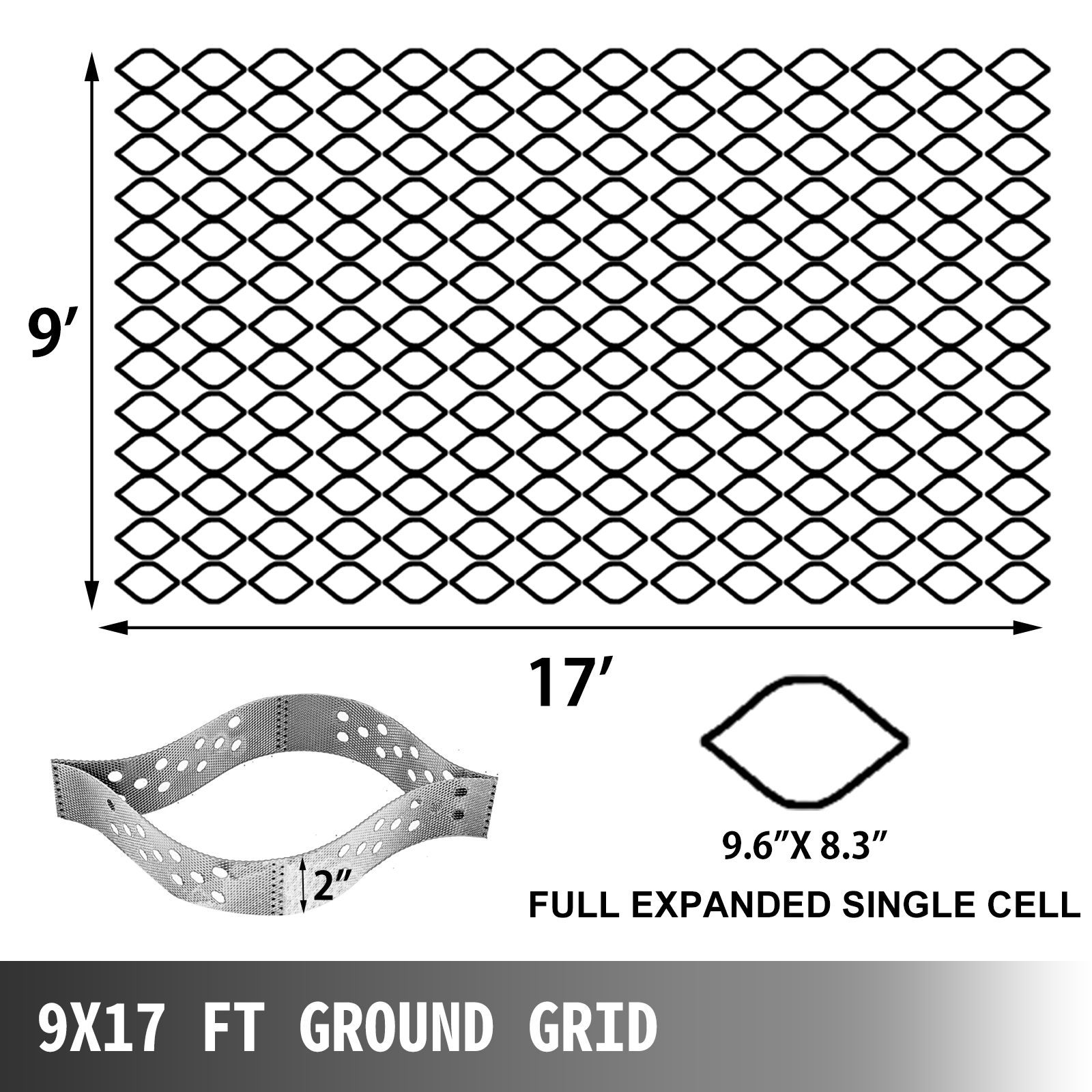 black 1,2 x 25m GEOGRID Ground Stabilization Reinforcement Grids 