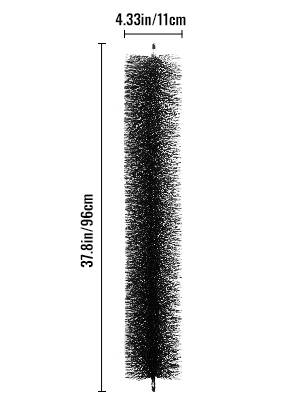 VEVOR ereszcsatorna kefe hossza 37,8 hüvelyk/96 cm és szélessége 4,33 hüvelyk/11 cm.