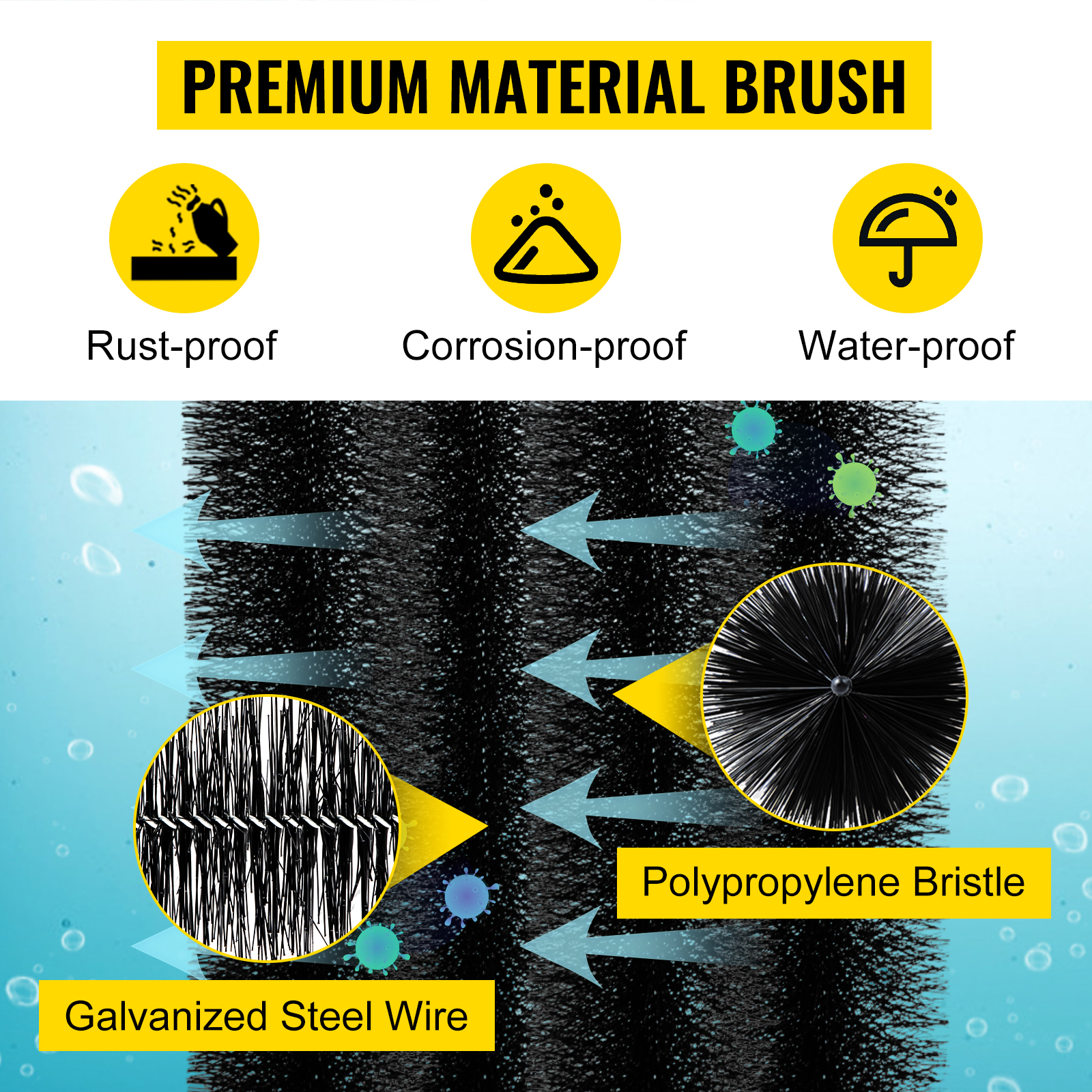 VEVOR Gutter Guard Brush Bristle 120 ft. x 4.33 in. Gutter Leaf