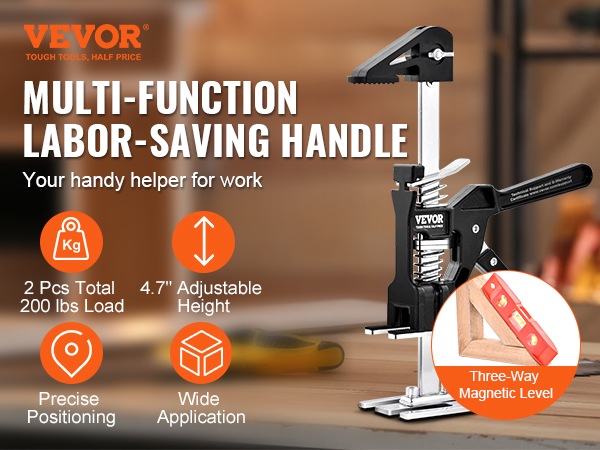 VEVOR VEVOR Labor Saving Arm Jack, 2 PCS Bearing Capacity 200 lbs, Lifting  up to 4.7, Hand Lifting Jack Tool with Magnetic Level, Door Panel Lifting  Cabinet Jack for Door, Window, Furniture