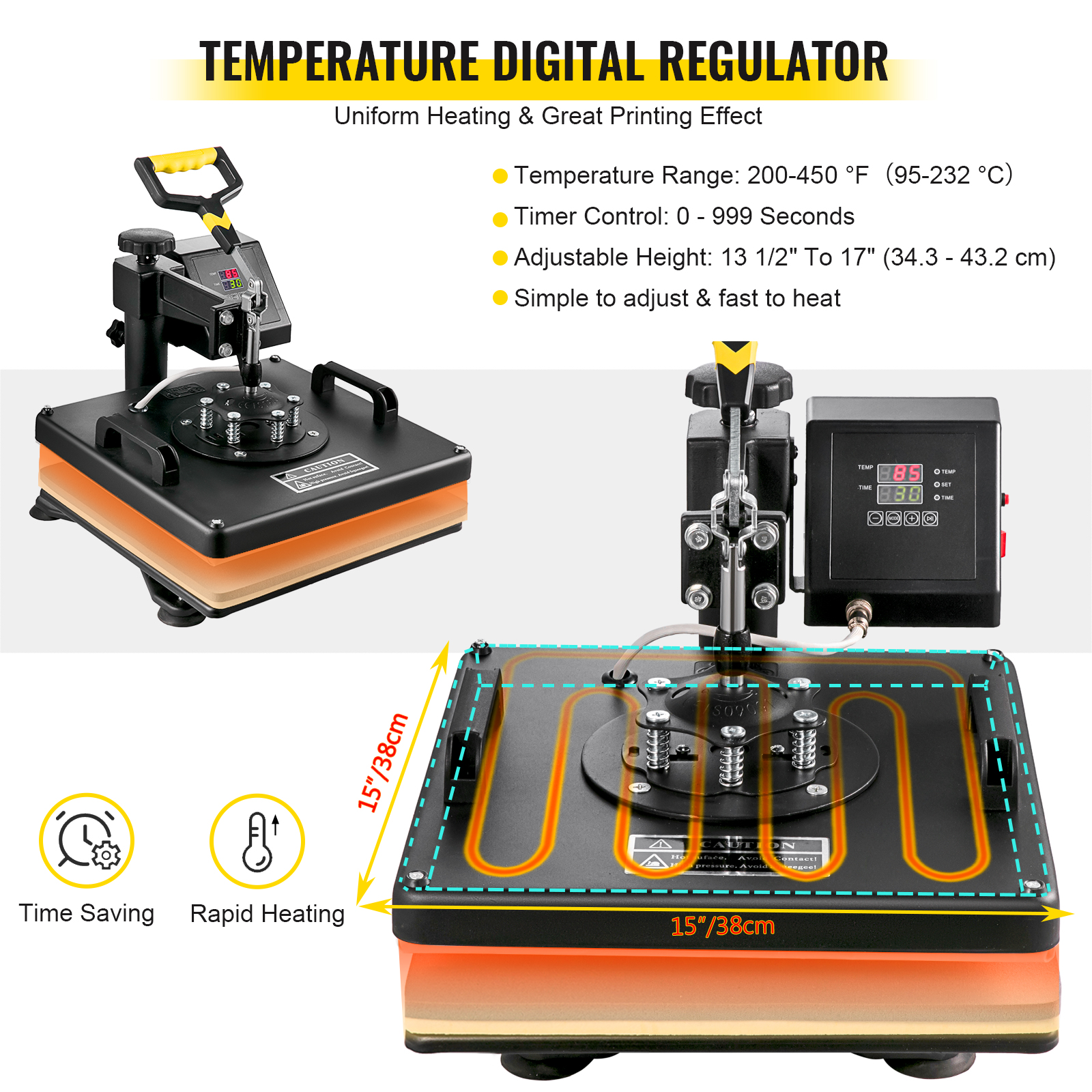 VEVOR Prensa de calor 5 en 1, plotter de corte de vinilo de 12 x 15,  impresora Digital de 34 , impresión de pegatinas