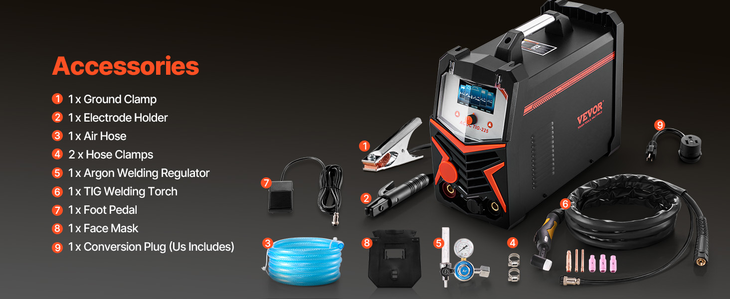 VEVOR 210Amp TIG Welder, Welder TIG 3 In 1, 110/220V Dual Voltage HF TIG/Stick/Clean Welding Machine W/USB, IGBT Inverter & Torch, Digital Arc Welder - View #5