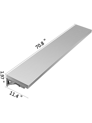 VEVOR Concession Shelf 70.8L x 11.4W Inch with Stainless Steel Frame and Surface Board for Food Trailer Serving Window