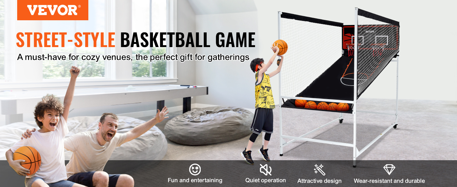 VEVOR Arcade Cage Basketball Game, 2 Player Indoor Basketball Game ...