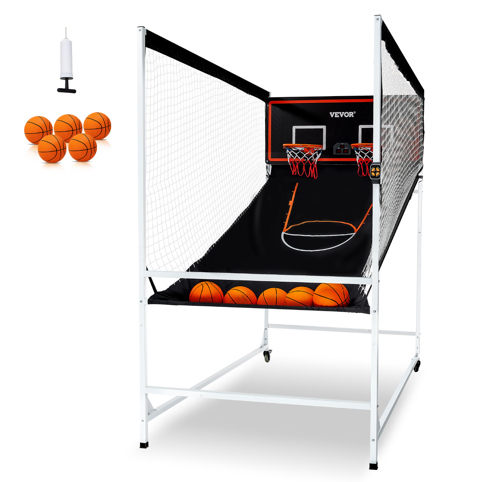 VEVOR Indoor Double Shot Basketball Arcade Game Iron Cage 2 Player 5/4 Balls - Picture 3 of 50
