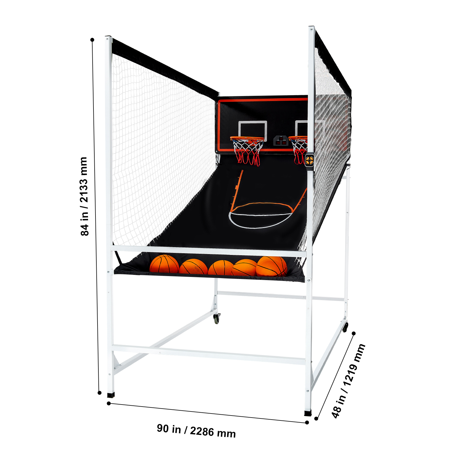 Indoor Double Shot Basketball Arcade Game Iron Cage 2 Player 5/4 Balls - Picture 10 of 50