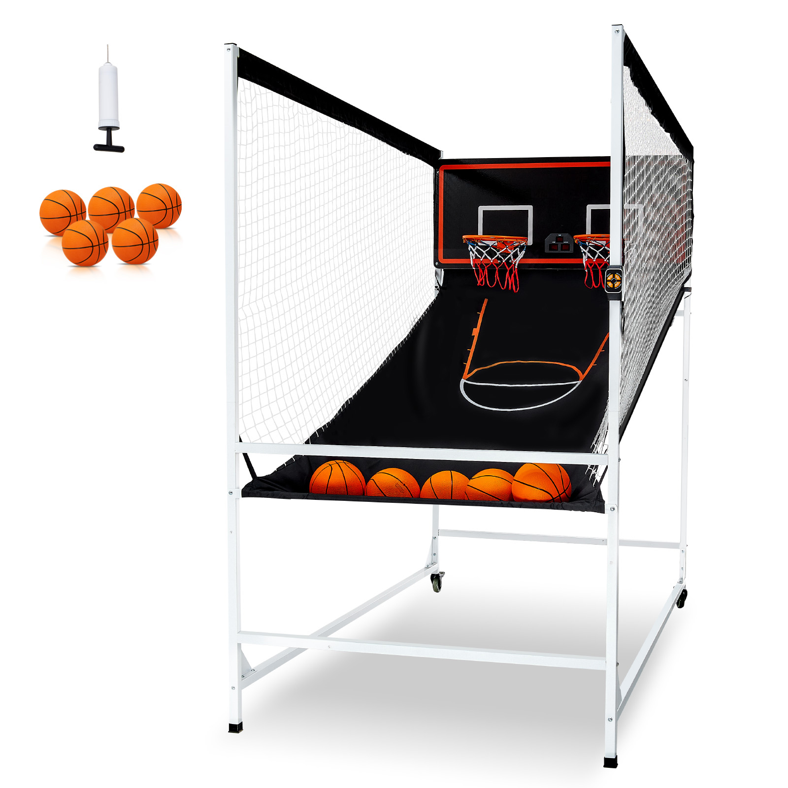 Indoor Double Shot Basketball Arcade Game Iron Cage 2 Player 5/4 Balls - Picture 11 of 50