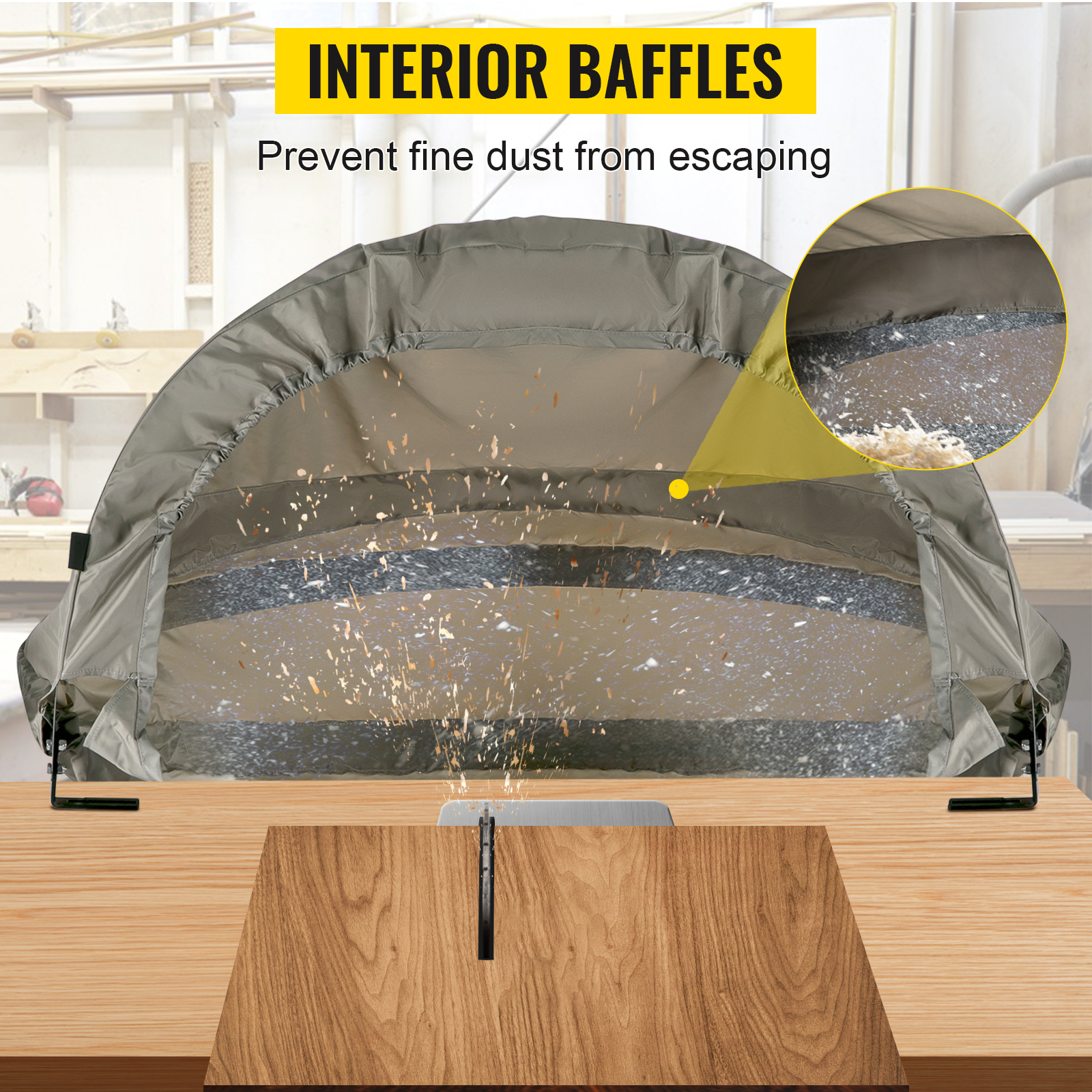 VEVOR Miter Saw Hood, 5000-L Dust Solution For Miter Saws, Chop Shop Dust Collection, Dust Collector Compatible with all Miter Saws, Accessory Holes, Carrying Bag,Silver Gray