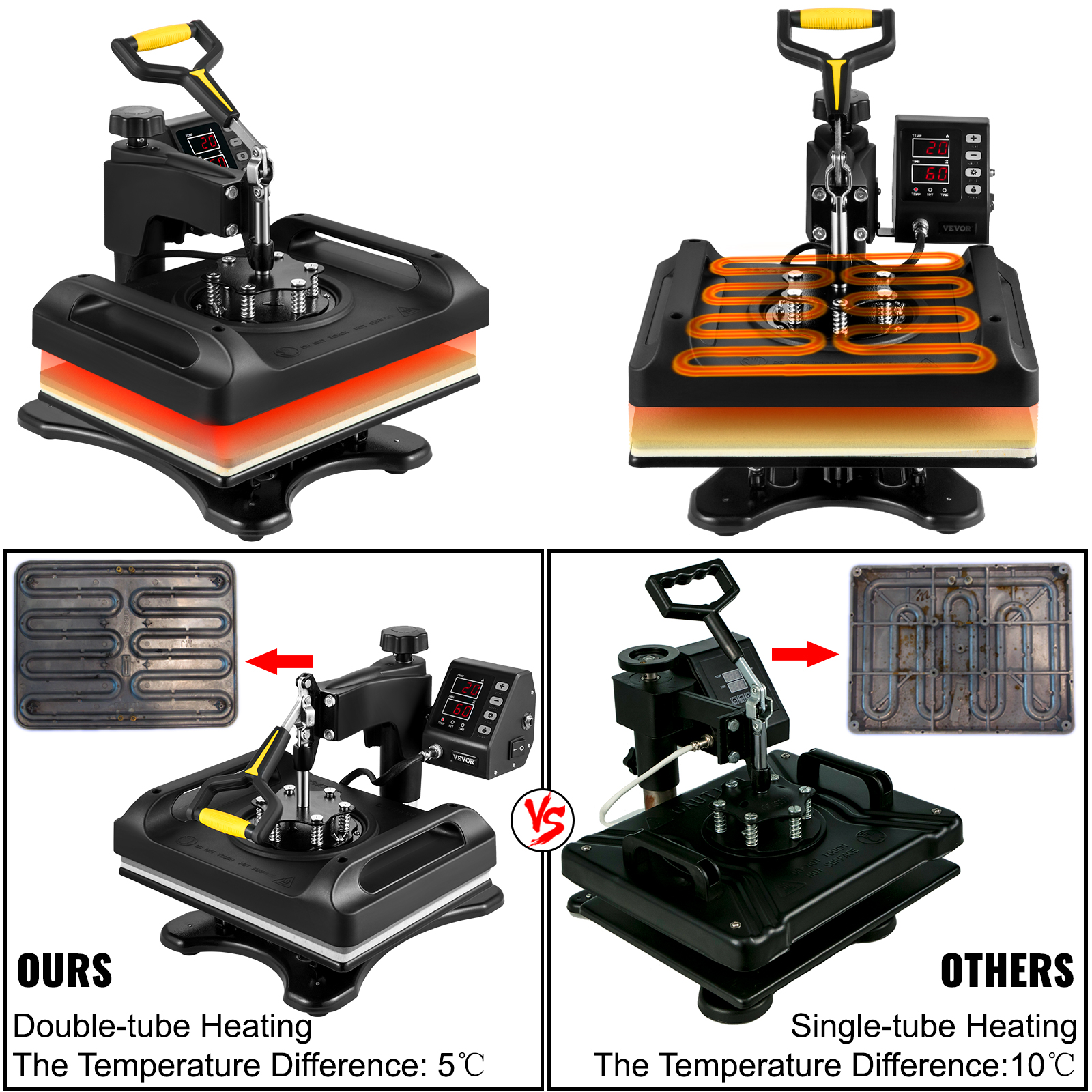 VEVOR 12 in. x 15 in. Heat Press Machine 5 in 1 Sublimation Transfer  Printer 360° Rotation for Shirts/Hats/Mugs/Sublimation XKTF91012155172EDV1  - The Home Depot