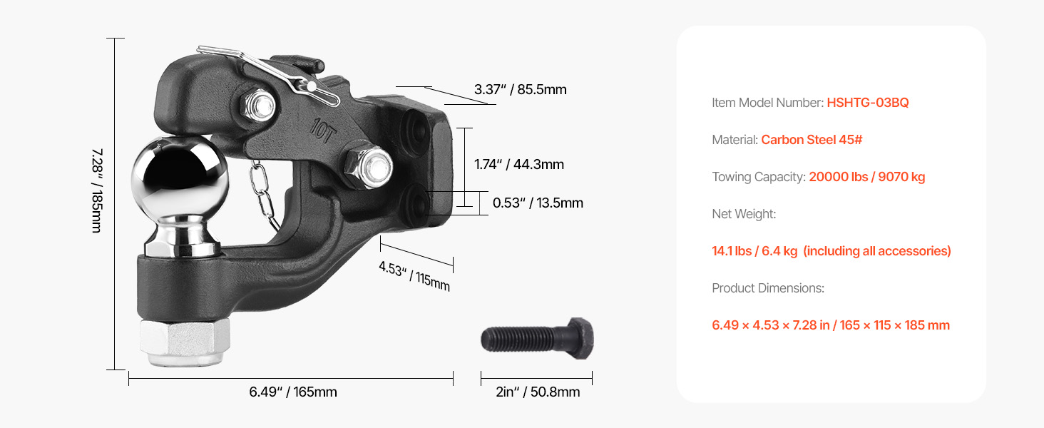 Pintle hitch,2-5/16 in,20000 lbs