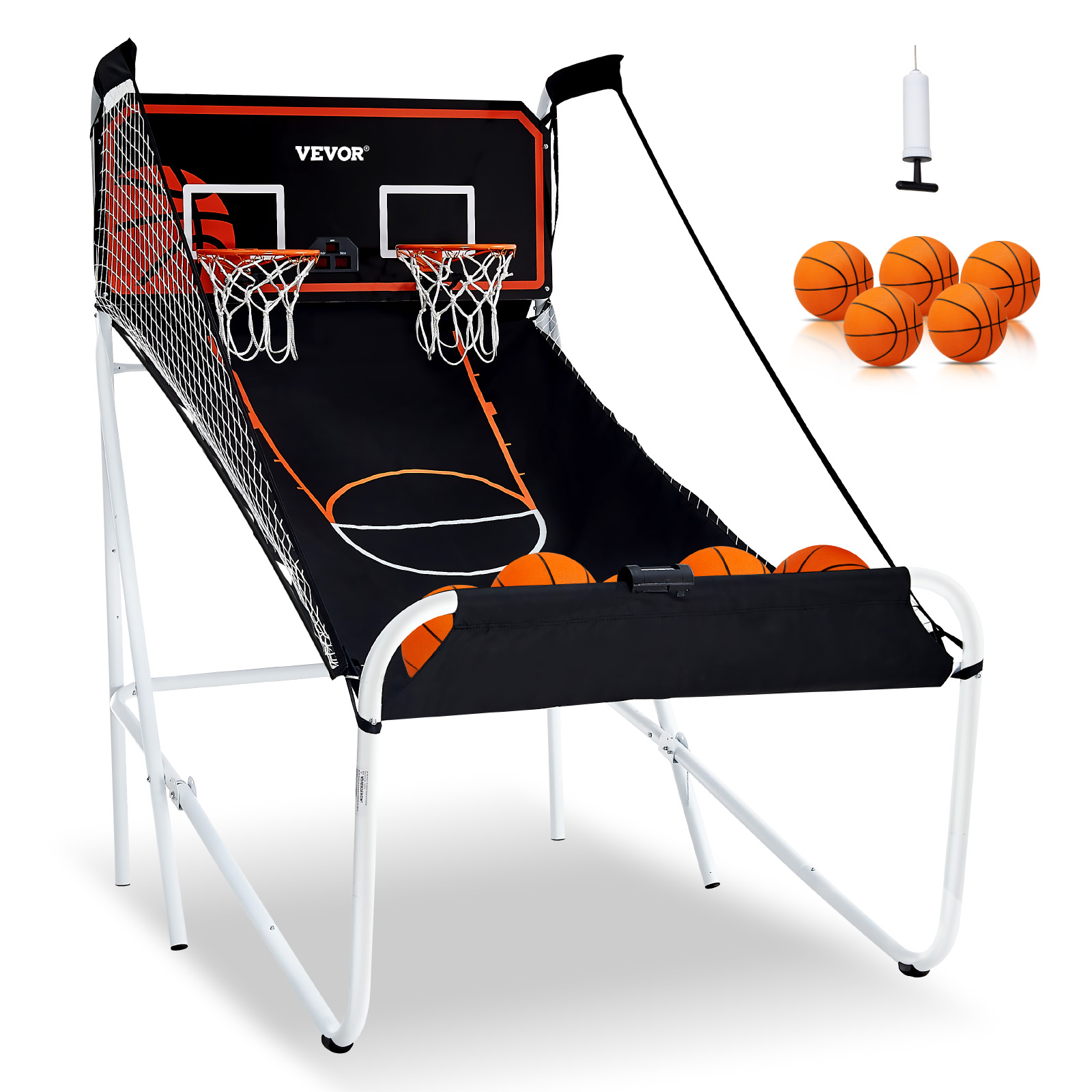 VEVOR Indoor Double Shot Basketball Arcade Game Iron Cage 2 Player 5/4 Balls - Picture 27 of 50