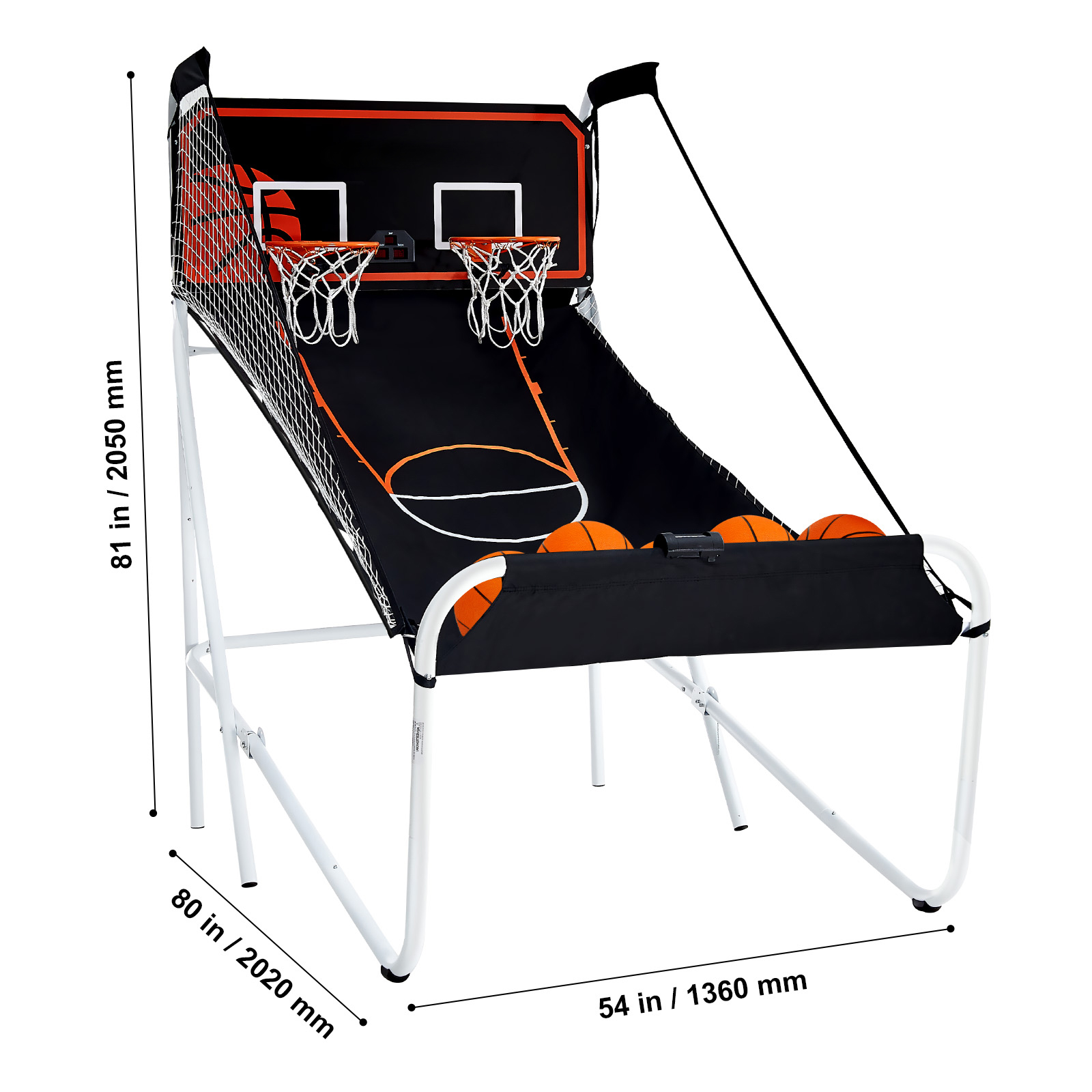 Indoor Double Shot Basketball Arcade Game Iron Cage 2 Player 5/4 Balls - Picture 34 of 50