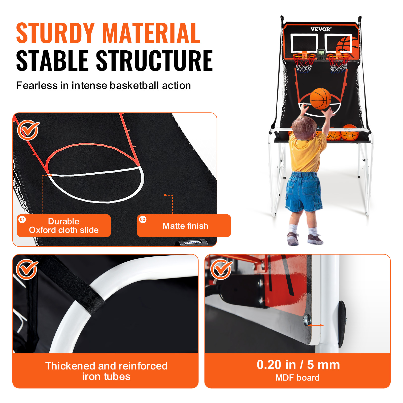 VEVOR Indoor Double Shot Basketball Arcade Game Iron Cage 2 Player 5/4 Balls - Picture 41 of 50