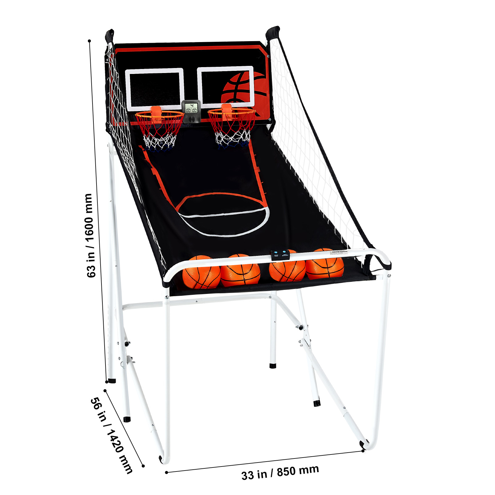 Indoor Double Shot Basketball Arcade Game Iron Cage 2 Player 5/4 Balls - Picture 46 of 50