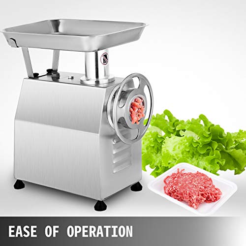 VEVOR 110V Commercial Meat Grinder 550Lbs/hour 1100W 190 PRM Sausage  Stuffer Maker 1.5 HP Stainless Steel Home Kitchen Tool 5 Plates and 1  Cutting Knives