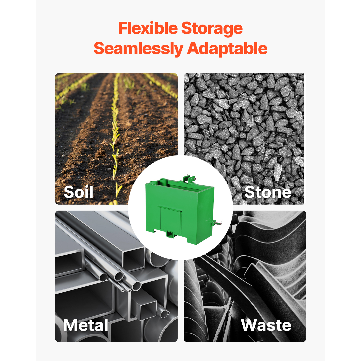 Ballast Box 3 Point Category 1 Tractor Quick Tach Hitch Counterweight Green Red