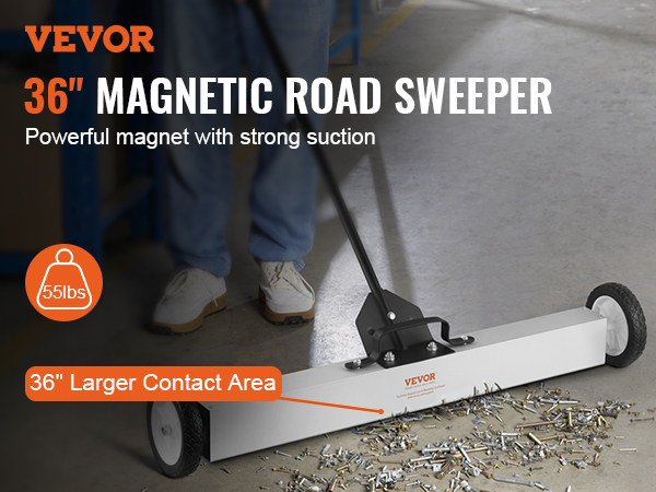 VEVOR 55Lbs Rolling Magnetic Sweeper with Wheels,Push-Type Magnetic ...
