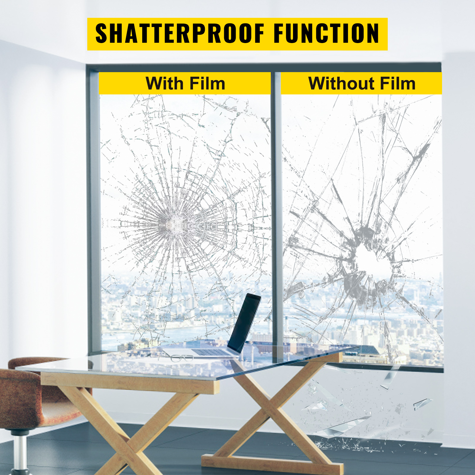 VEVOR Security Film, 24 Inch x 24 Feet Shatterproof Window Film, 8 mil