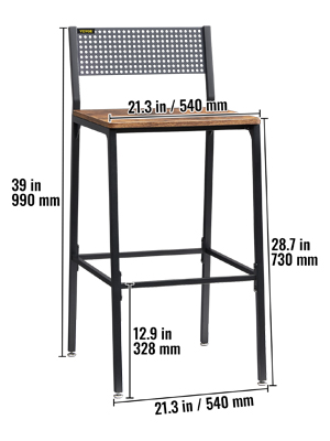 VEVOR Rustic Bar Stools Counter Height Square Bar Chairs with Backrest 29" 2 Set