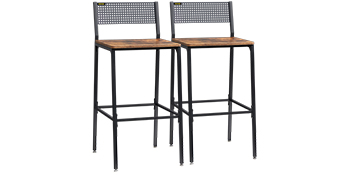 VEVOR Rustic Bar Stools Counter Height Square Bar Chairs with Backrest 29" 2 Set