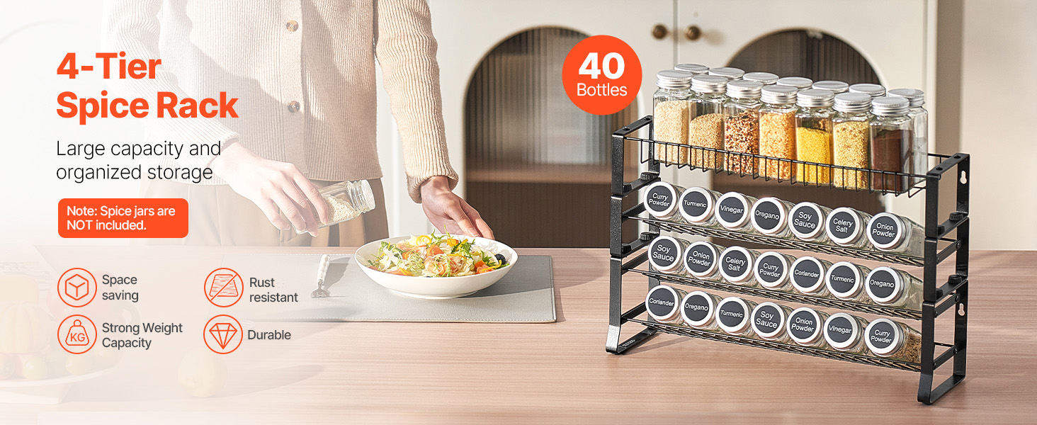Spice Rack Organizer for Cabinet Kitchen Countertop Seasoning
