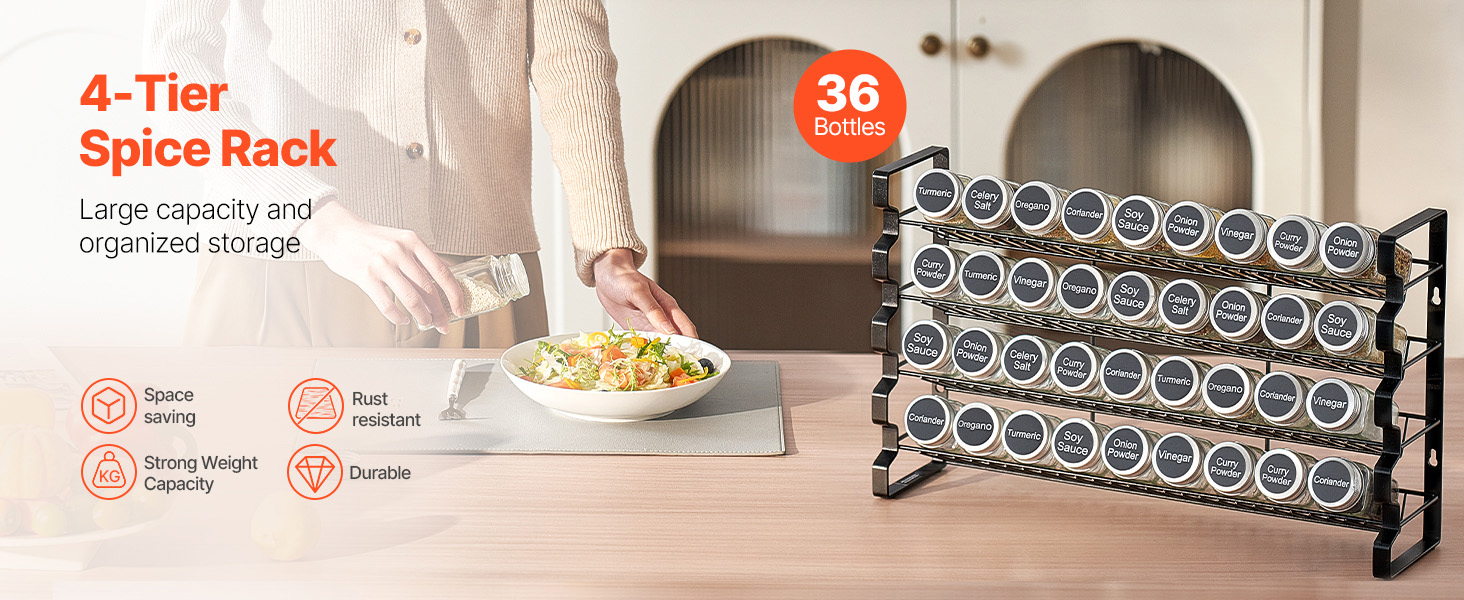 Spice Rack Organizer for Cabinet Kitchen Countertop Seasoning