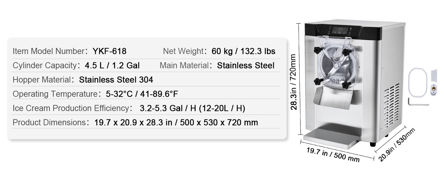 Commercial Hard Serve Ice Cream Machine Maker 12 L/H Yield Single Flavor |  eBay