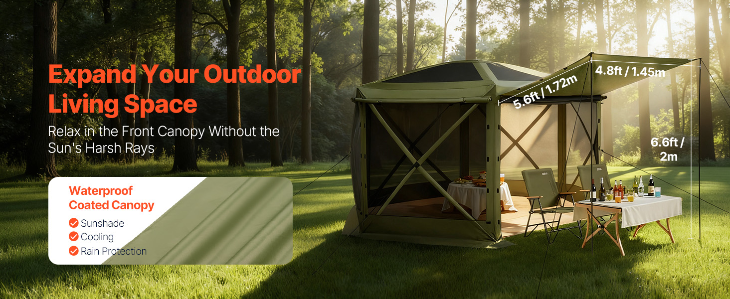 Vevor Großer Pop-Up-Pavillon 6-seitig 3,6×3,6m Abnehmbares Dach 8–10 Personen Pop Up Gazebo Tent A100 1.13w