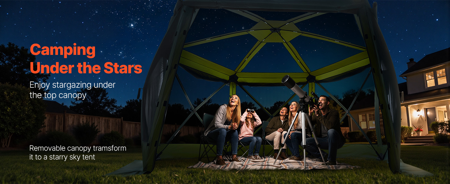 Vevor Großer Pop-Up-Pavillon 6-seitig 3,6×3,6m Abnehmbares Dach 8–10 Personen Pop Up Gazebo Tent A100 1.15w