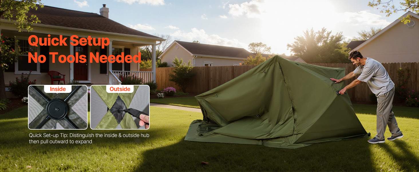 Vevor Großer Pop-Up-Pavillon 6-seitig 3,6×3,6m Abnehmbares Dach 8–10 Personen Pop Up Gazebo Tent A100 1.16w