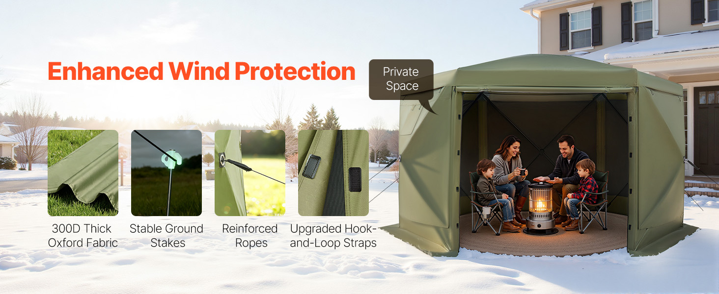 Vevor Großer Pop-Up-Pavillon 6-seitig 3,6×3,6m Abnehmbares Dach 8–10 Personen Pop Up Gazebo Tent A100 1.17w