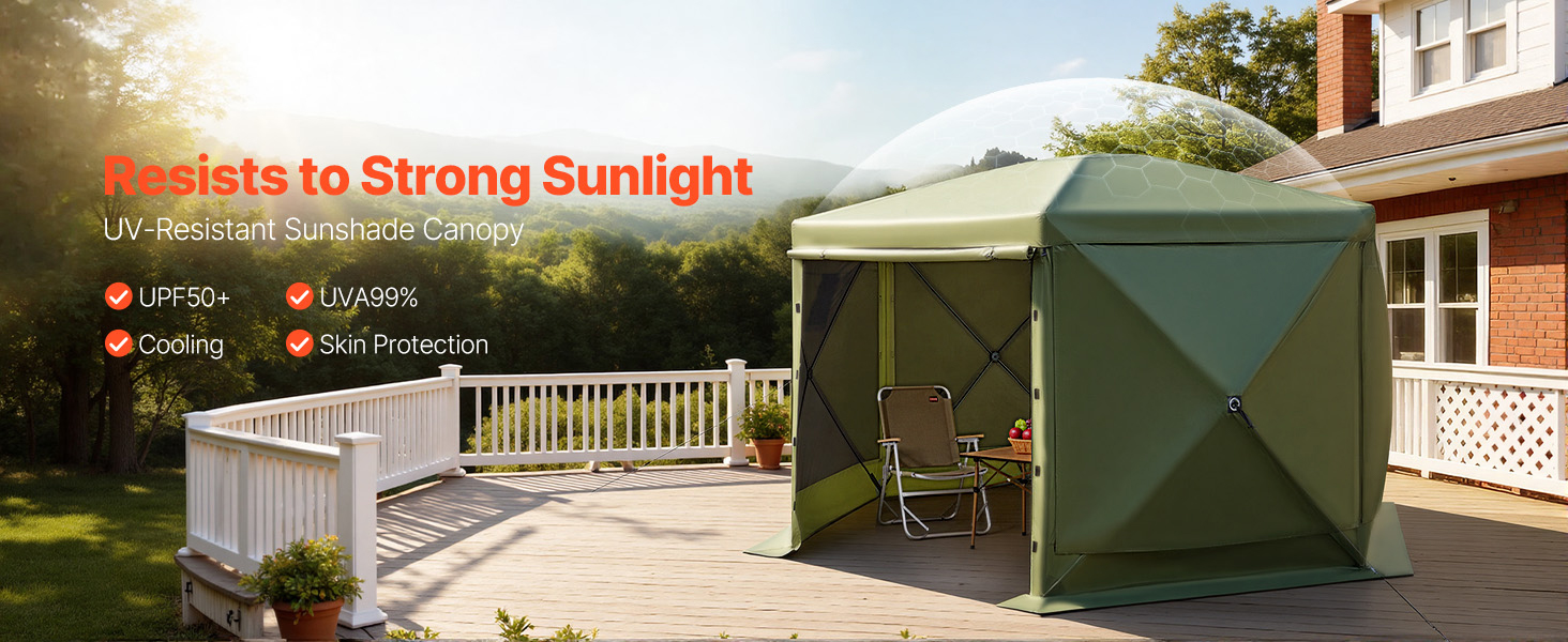 Vevor Großer Pop-Up-Pavillon 6-seitig 3,6×3,6m Abnehmbares Dach 8–10 Personen Pop Up Gazebo Tent A100 1.18w