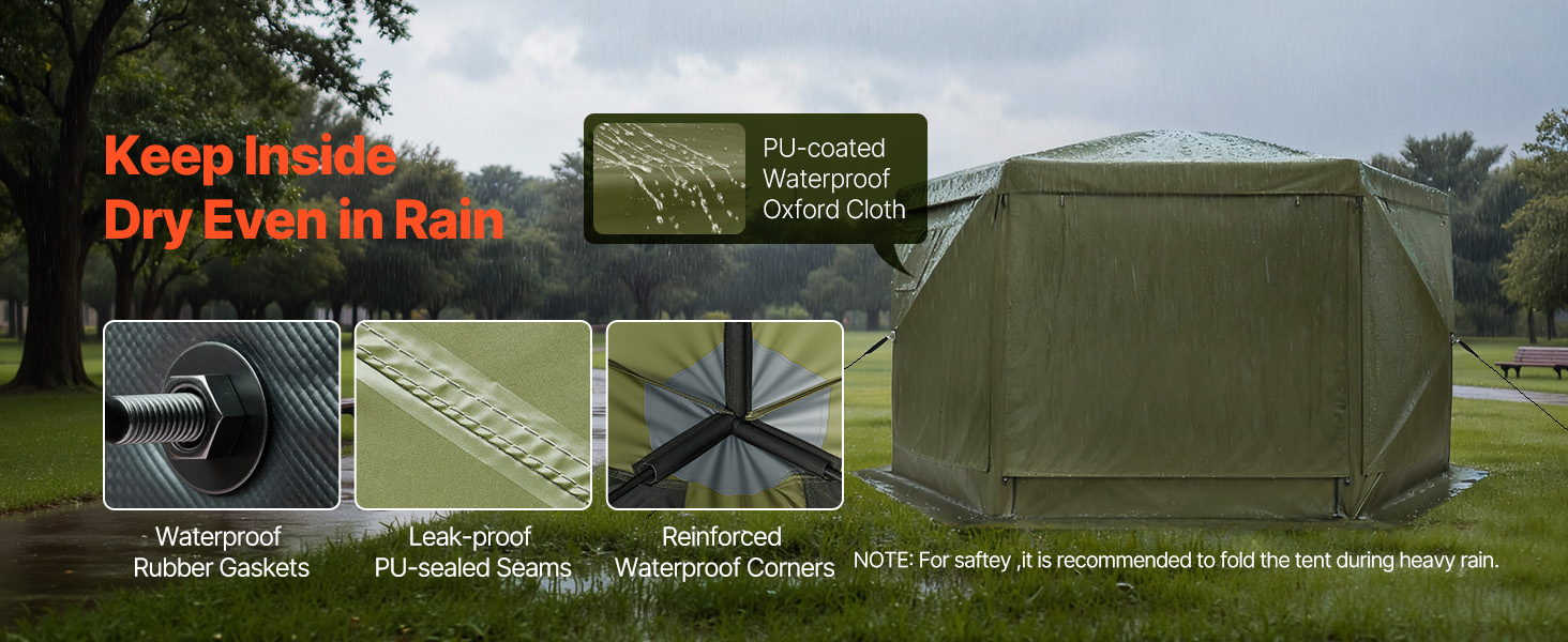 Vevor Großer Pop-Up-Pavillon 6-seitig 3,6×3,6m Abnehmbares Dach 8–10 Personen Pop Up Gazebo Tent A100 1.19w