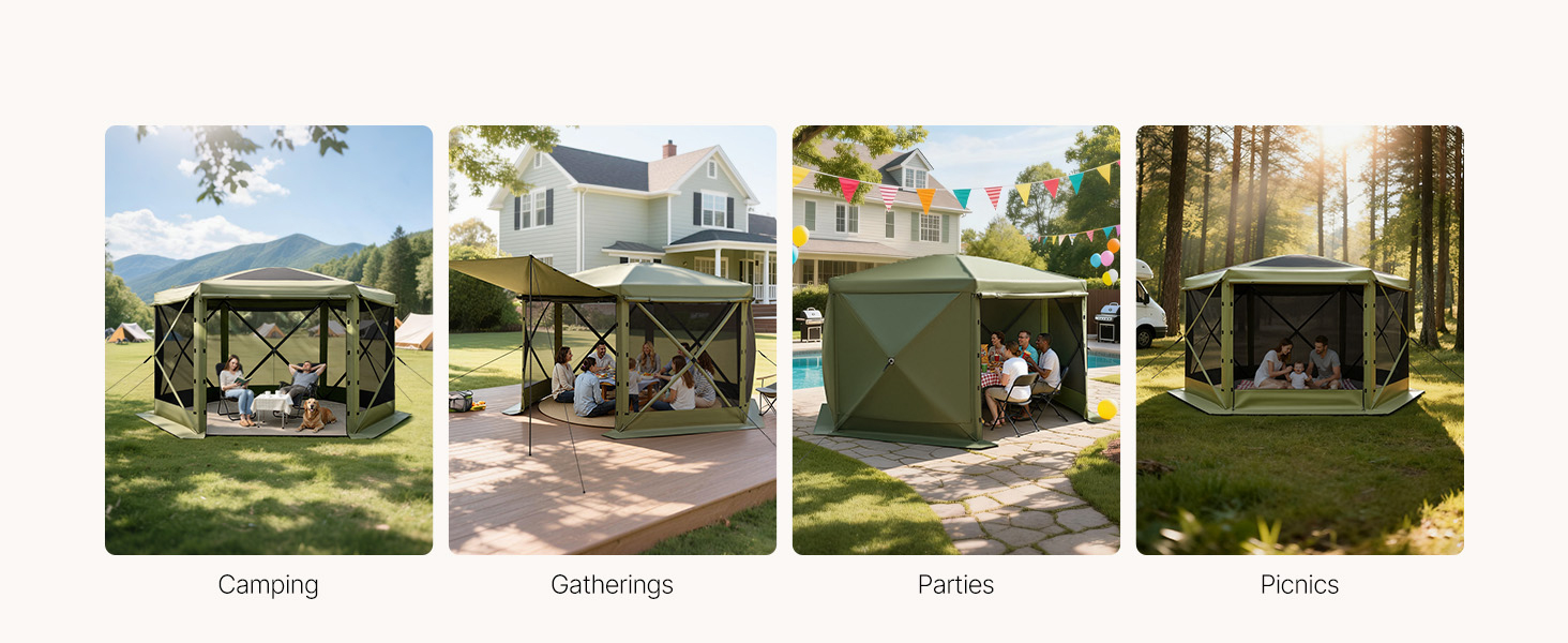 Vevor Großer Pop-Up-Pavillon 6-seitig 3,6×3,6m Abnehmbares Dach 8–10 Personen Pop Up Gazebo Tent A100 1.23w