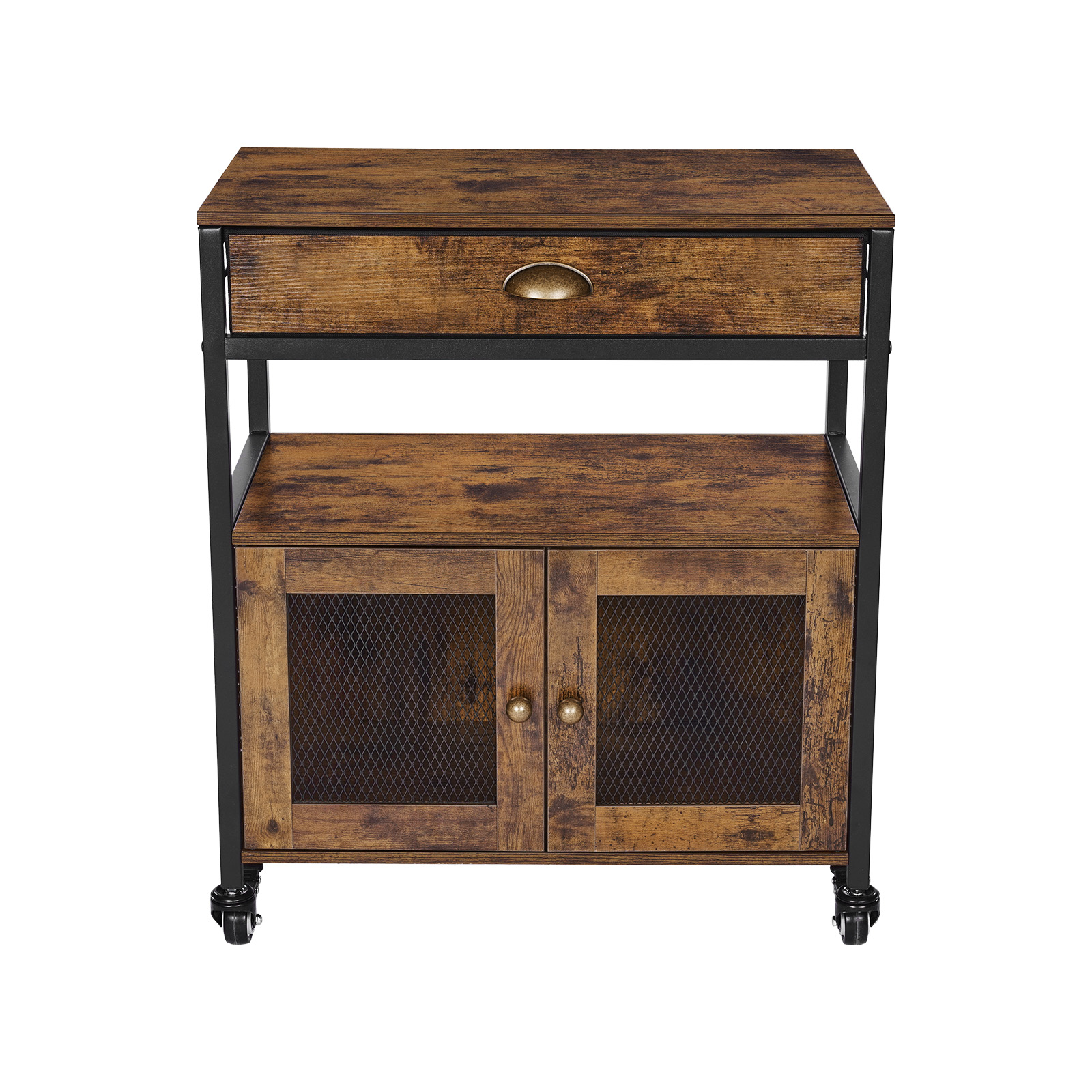 Coffee Bar Cabinet 4/3-Tier Movable Coffee Bar Table with Mesh/Magnet/Barn Doors