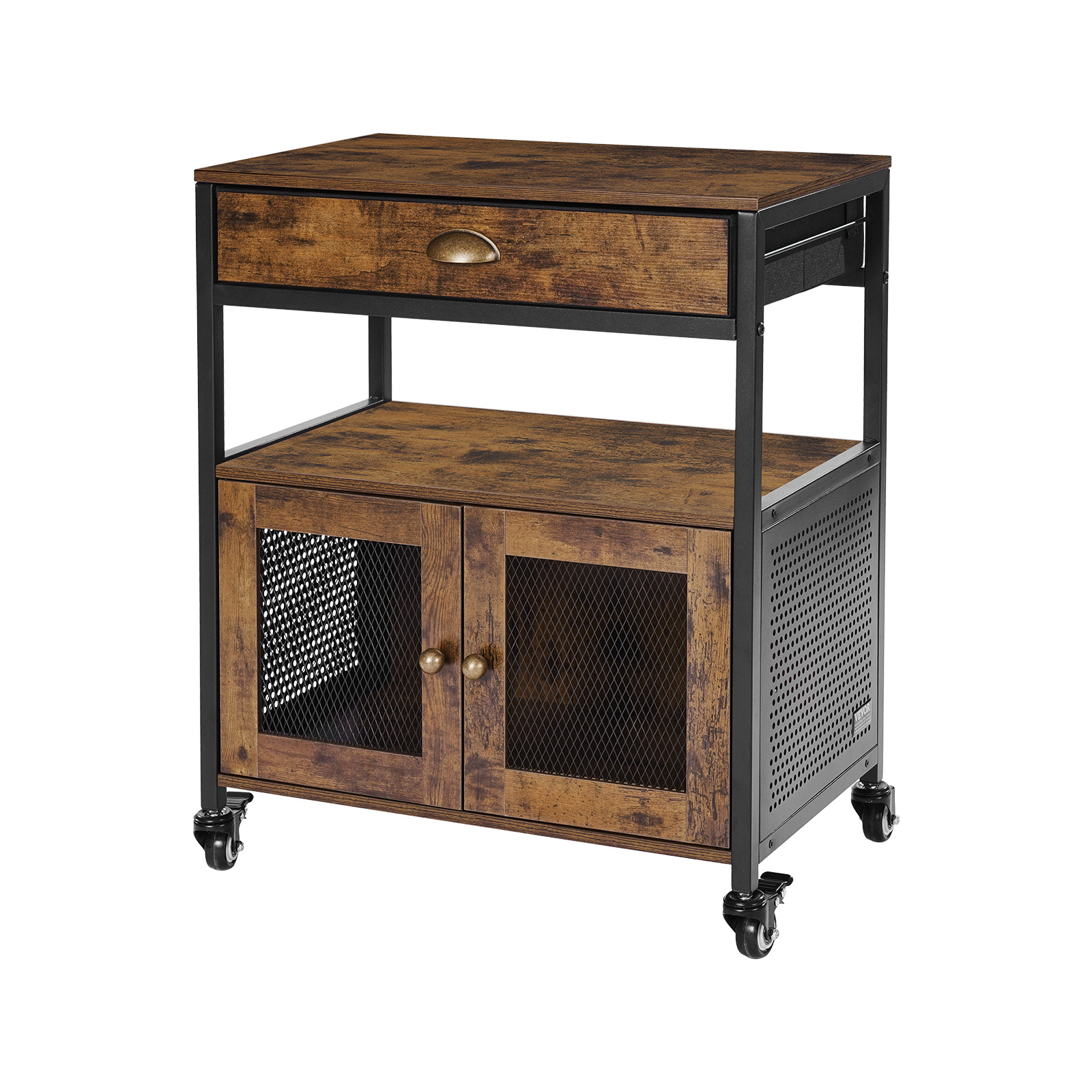 Coffee Bar Cabinet 4/3-Tier Movable Coffee Bar Table with Mesh/Magnet/Barn Doors