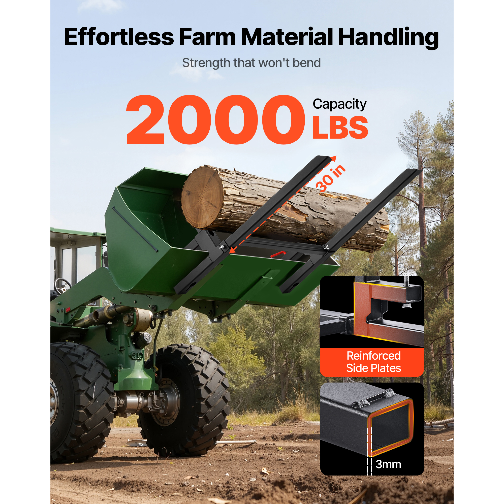 Uimoso 2000/4000 lbs Clamp on Pallet Forks for Tractors 43"/60" bucket forks