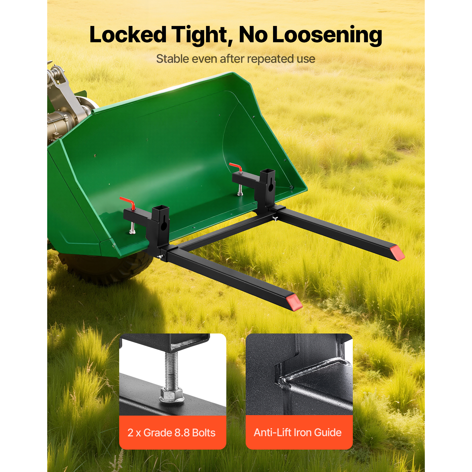 Uimoso 2000/4000 lbs Clamp on Pallet Forks for Tractors 43"/60" bucket forks