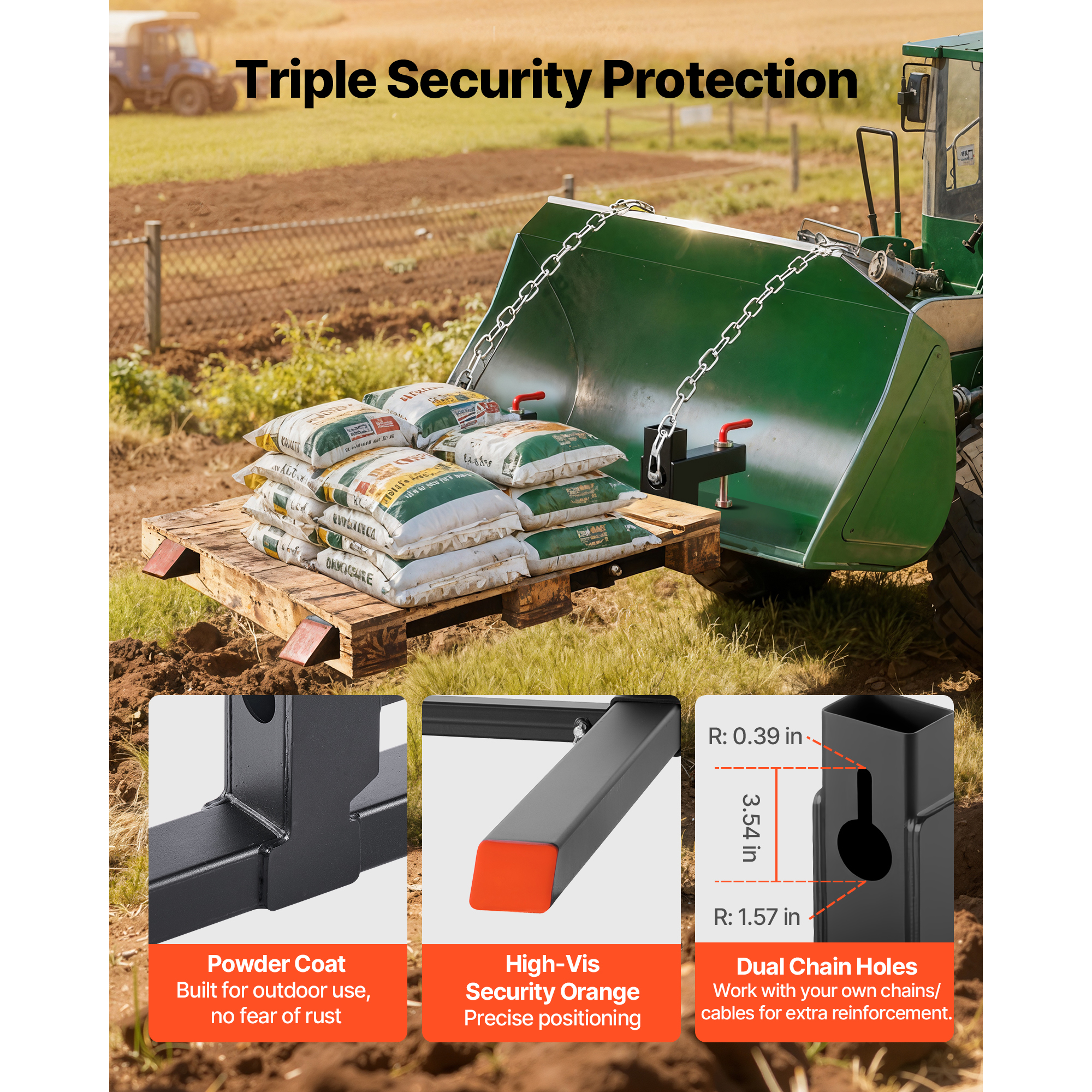 Uimoso 2000/4000 lbs Clamp on Pallet Forks for Tractors 43"/60" bucket forks